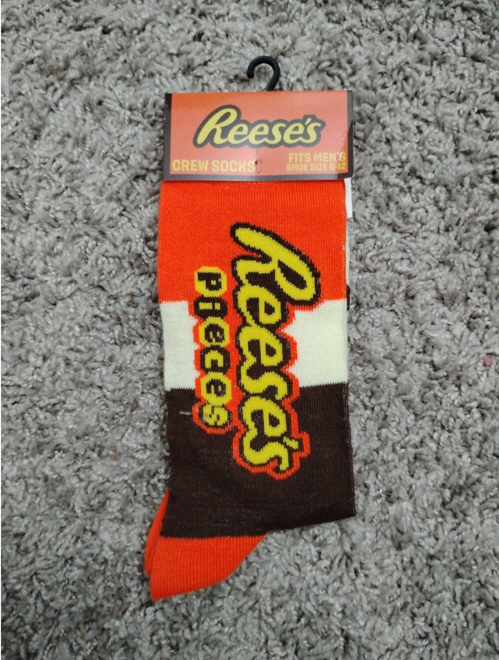 NWT Reese's Pieces Mens Crew Socks Size 6-12 Novelty Candy Polka Dot